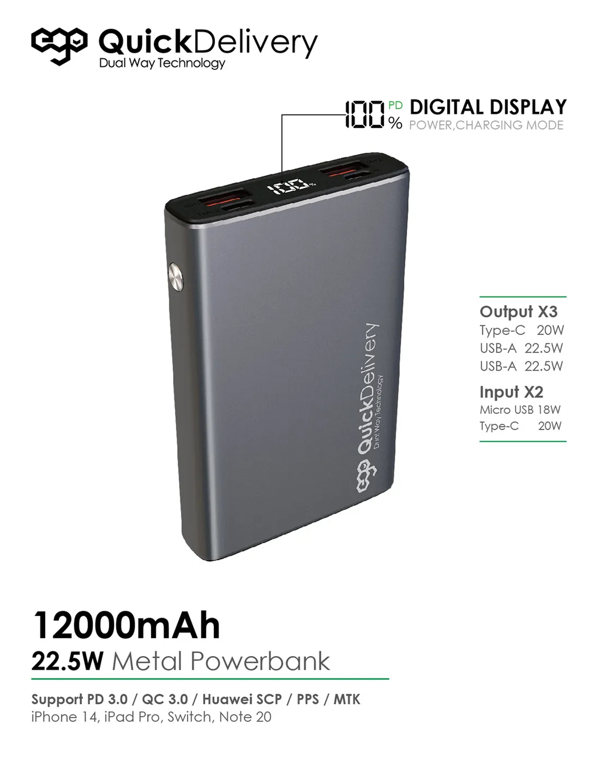 ego T117LF 12000mAh 22.5W Powerbank