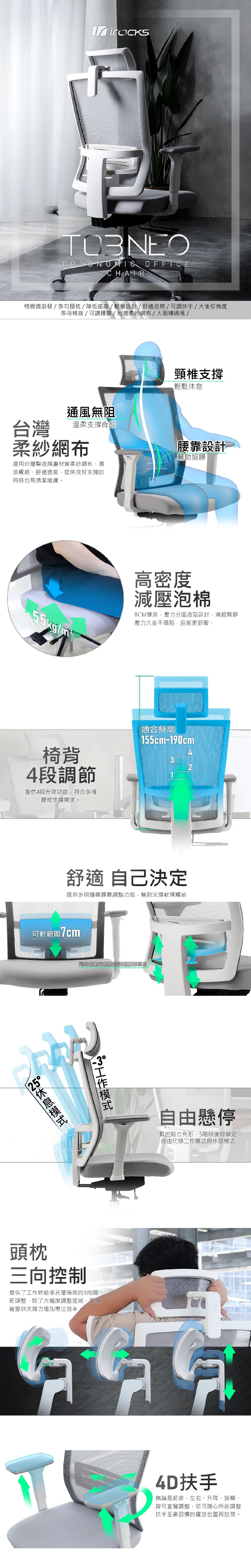 iRocks 艾芮克 T03 Neo 人體工學網椅 (泡棉坐墊款) /電腦椅