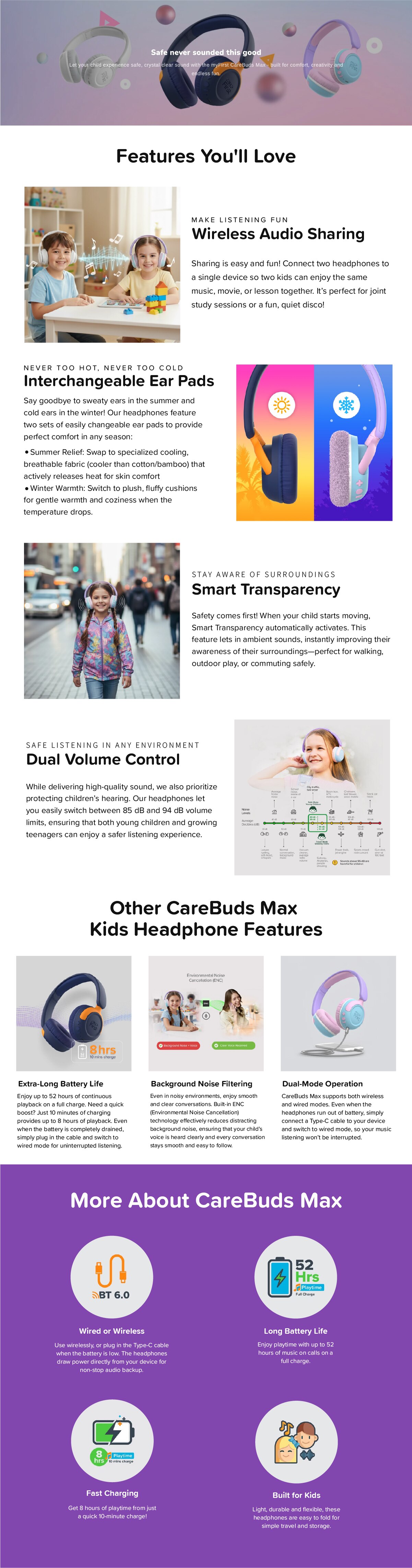 myFirst Carebuds Max Kids Wireless Headphones