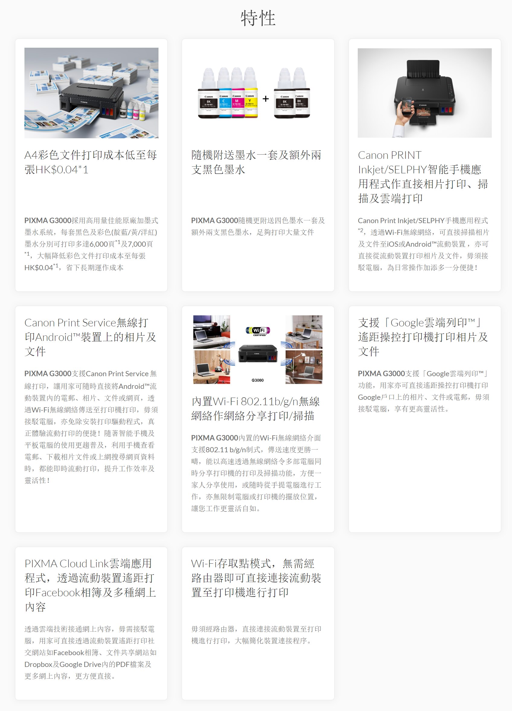 CANON 佳能 Pixma G3000 打印機