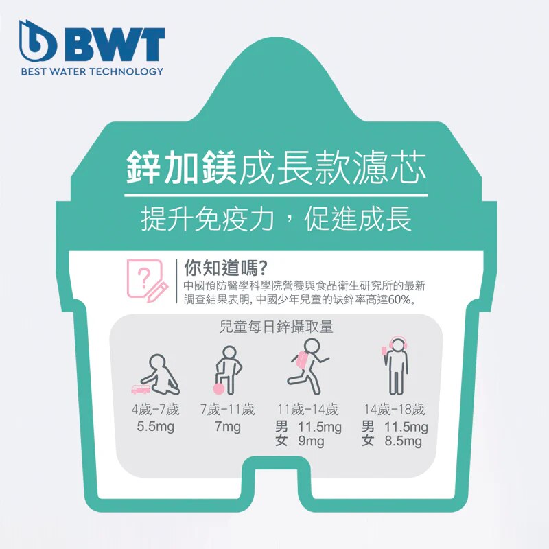 BWT 鋅加鎂成長款濾芯3個裝