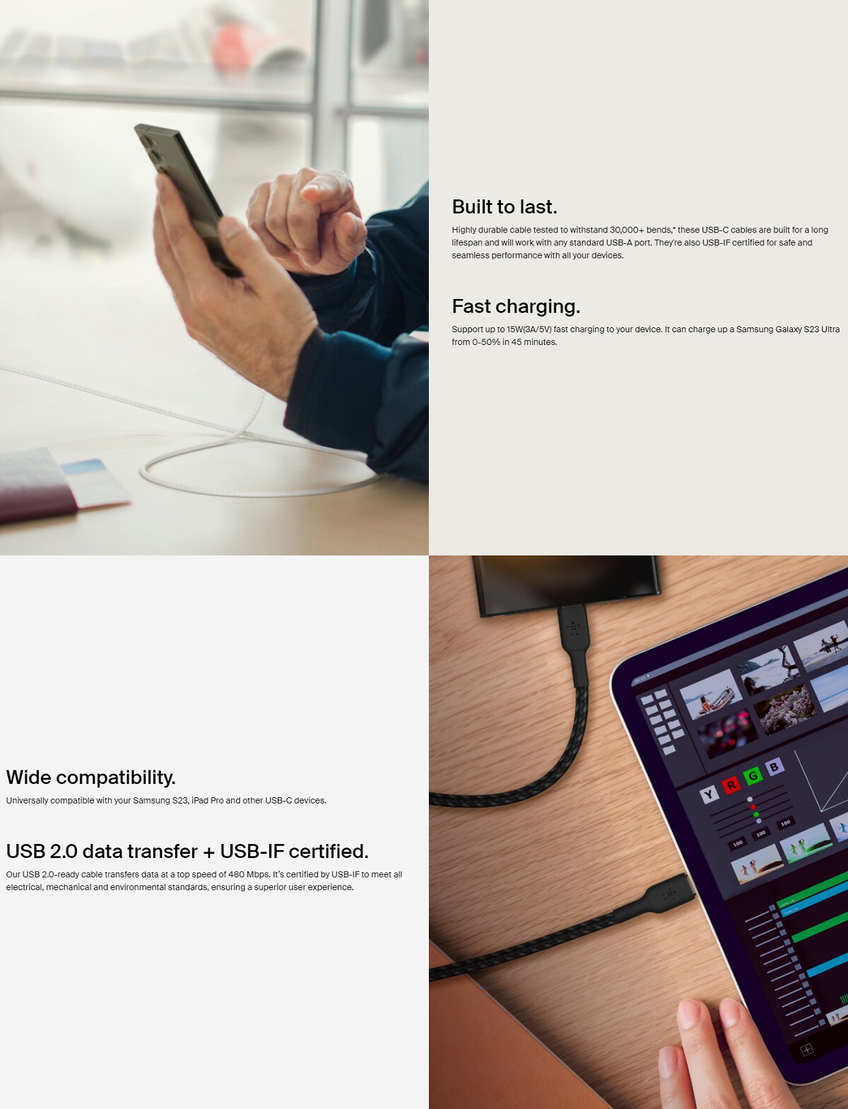 BELKIN BOOST CHARGE Braided USB-C to USB-A Cable