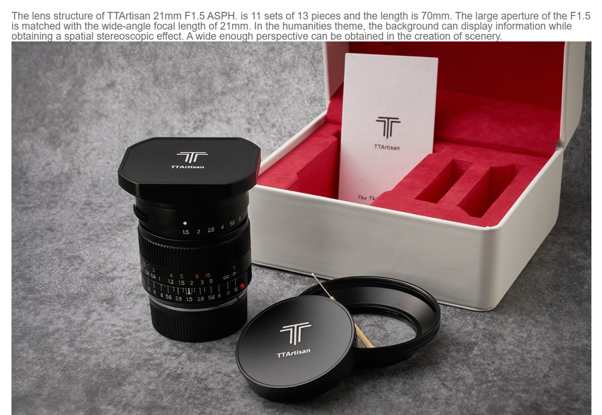 TTArtisan M21mm F1.5 (Leica-M Mount) Lens