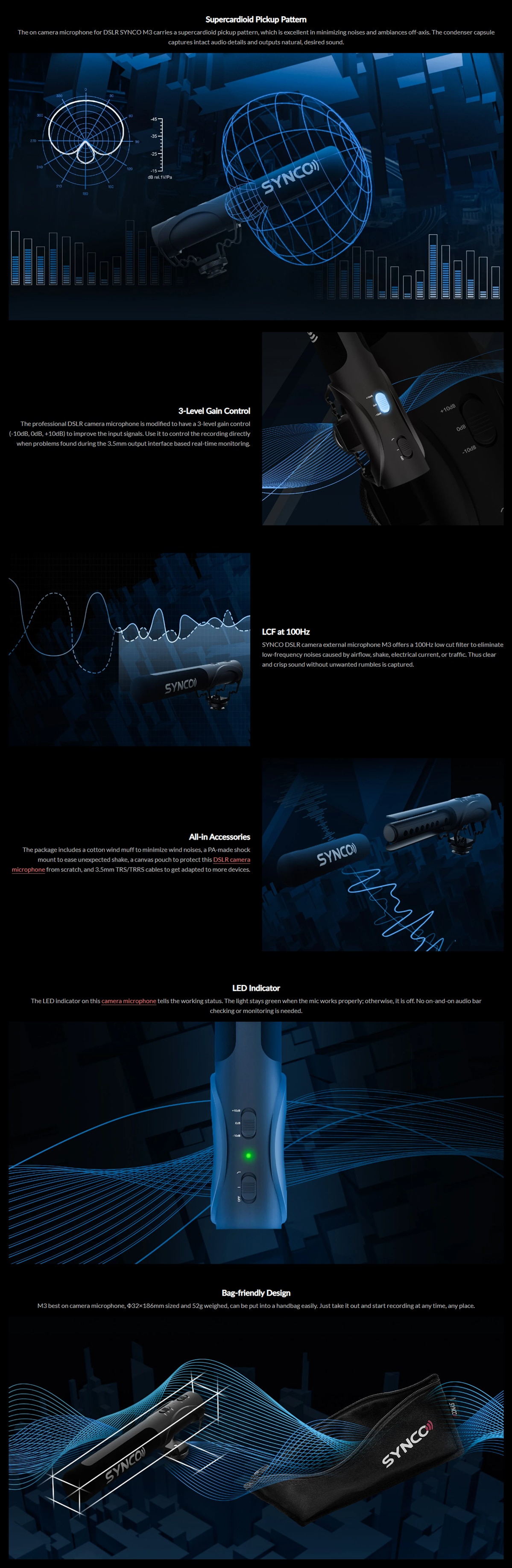 Synco Mic-M3 Super-Cardioid Shotgun Microphone