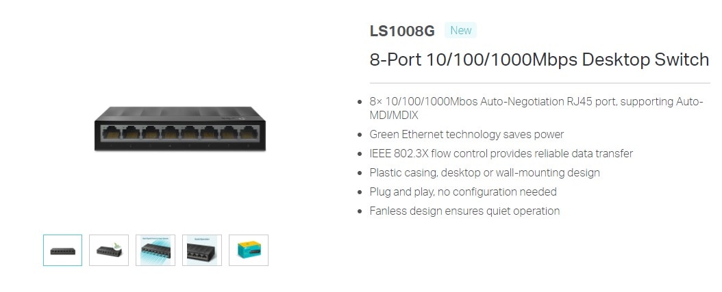 TP-Link TL-LS1008G 8-Port Gigabit Network Switch