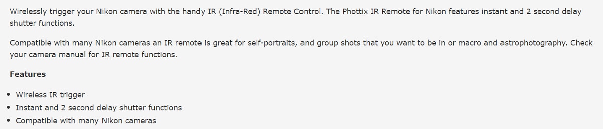 Phottix 10004, IR Remote For Nikon