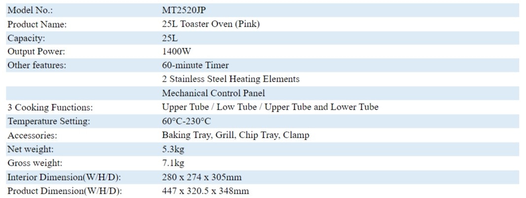MIDEA MT2520JP 25L Toaster Oven