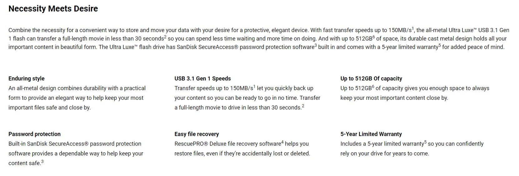 SANDISK Ultra Luxe™ USB 3.1 Gen 1 FLASH DRIVE 128GB USB Storage