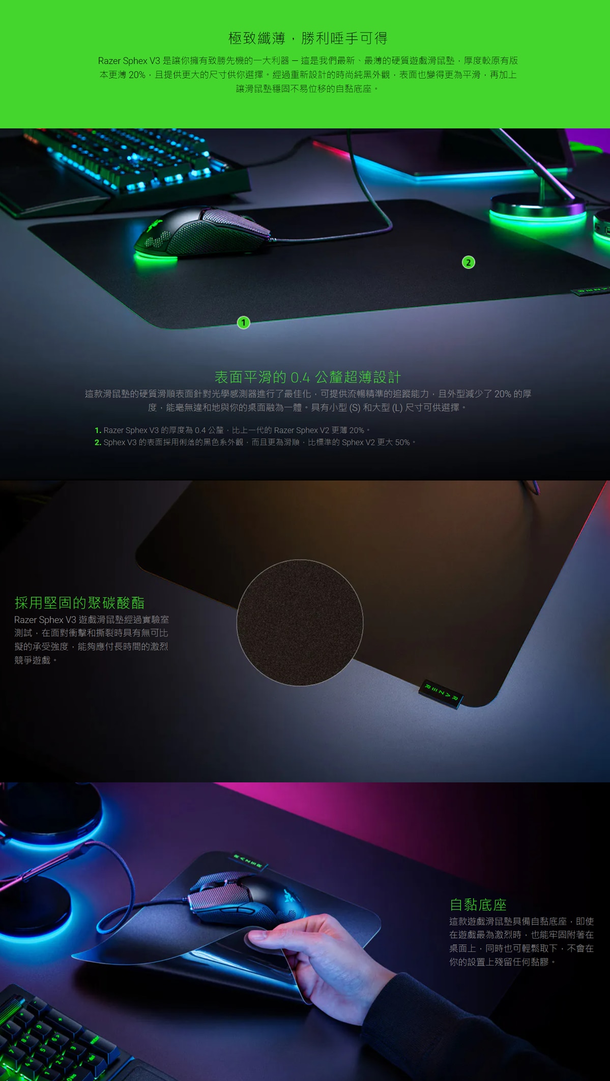 Razer 雷蛇 Sphex V3鼠標墊