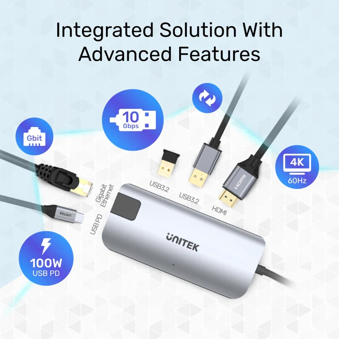 UNITEK D1028A uHUB P5 + 5合1 USB-C 集線器