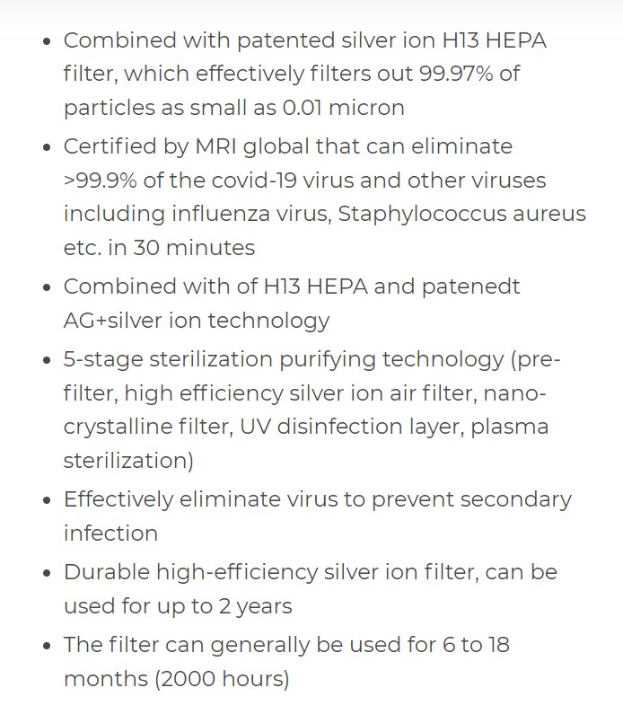 Aurabeat NSP-PCO-AF High-Efficiency Silver ion air filter (with pre-filter) [H13 level] for NSP-PCO
