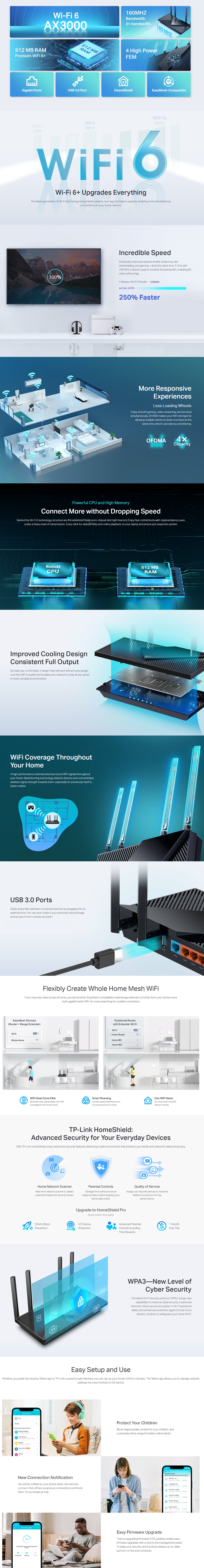 TP-Link Archer AX55 AX3000 Gigabit Wi-Fi 6 Router