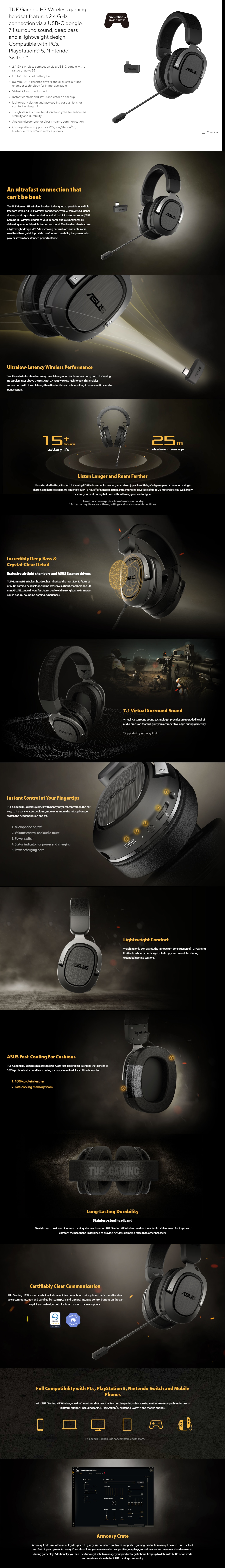 ASUS TUF Gaming H3 Wireless Gaming Headset