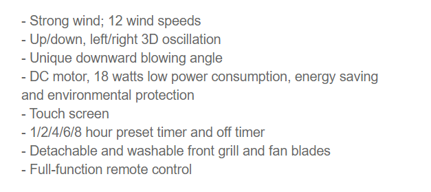 ORIGO CF1515 DC 3D Circulation Fan