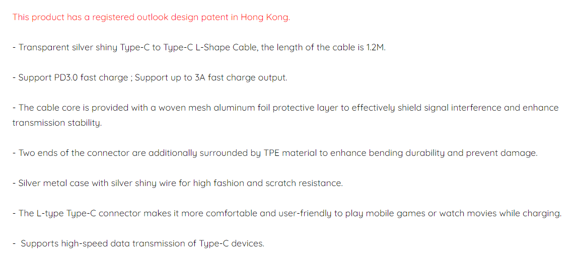 inno3C i-60C-12 Type-C to Type-C 60W L-shape Cable 1.2M