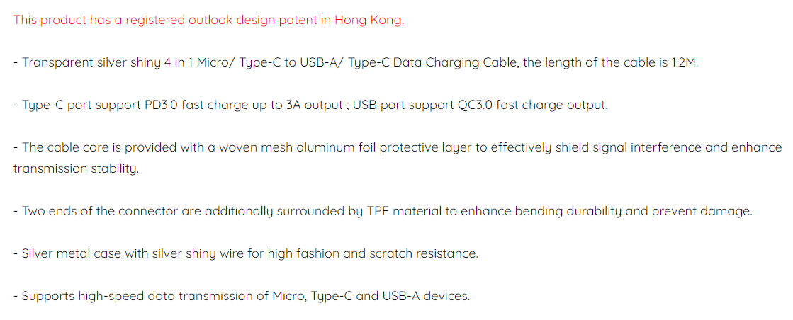 inno3C i-4MA-12 4 in 1 Micro/Type-C to USB/Type-C Cable (1.2M)