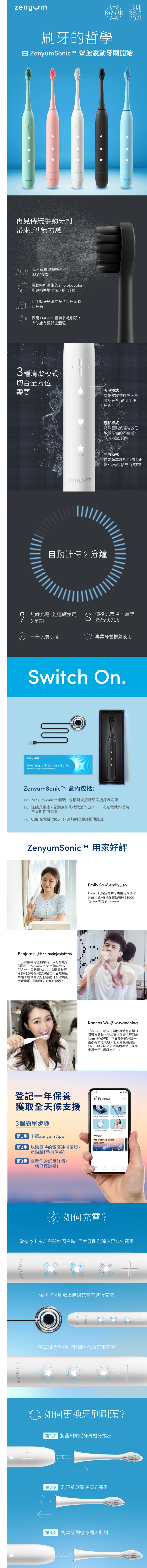 Zenyum Sonic™ 特級柔軟DuPont™刷頭