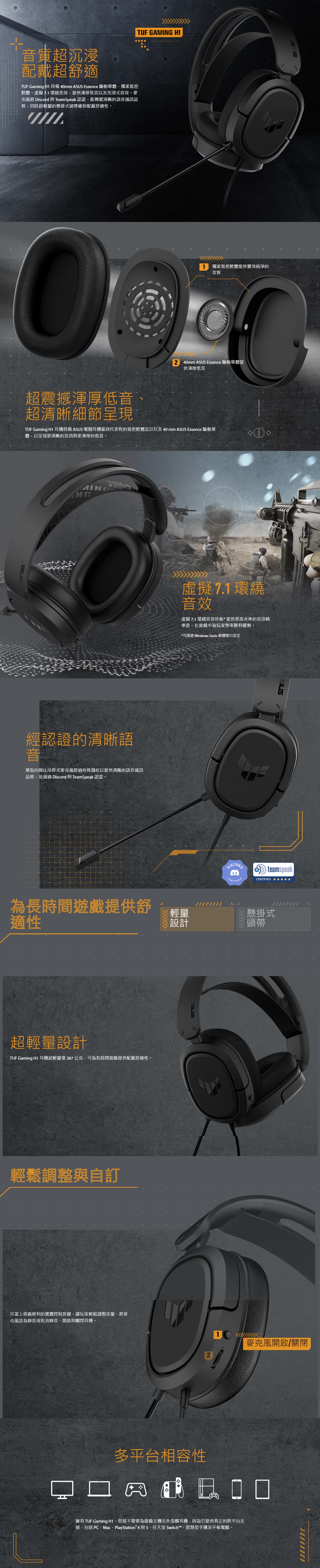 ASUS 華碩 TUF Gaming H1 電競耳機