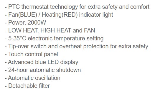 ORIGO FH9515 PTC heating element Ceramic Heater