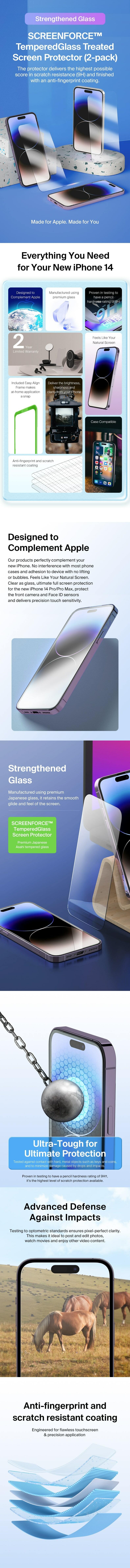 BELKIN SCREENFORCE™ Tempered Glass Screen Protector (iPhone 14 Plus) 2pcs Pack Screen Protector