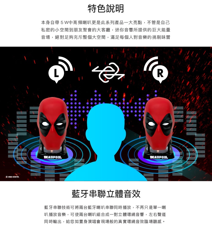 Camino Marvel - Mini Bluetooth Speaker【死侍 Deadpool】