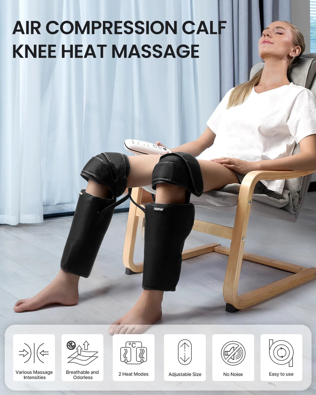 RENPHO Heated Knee & Calf Massager HK-R-F003-BK