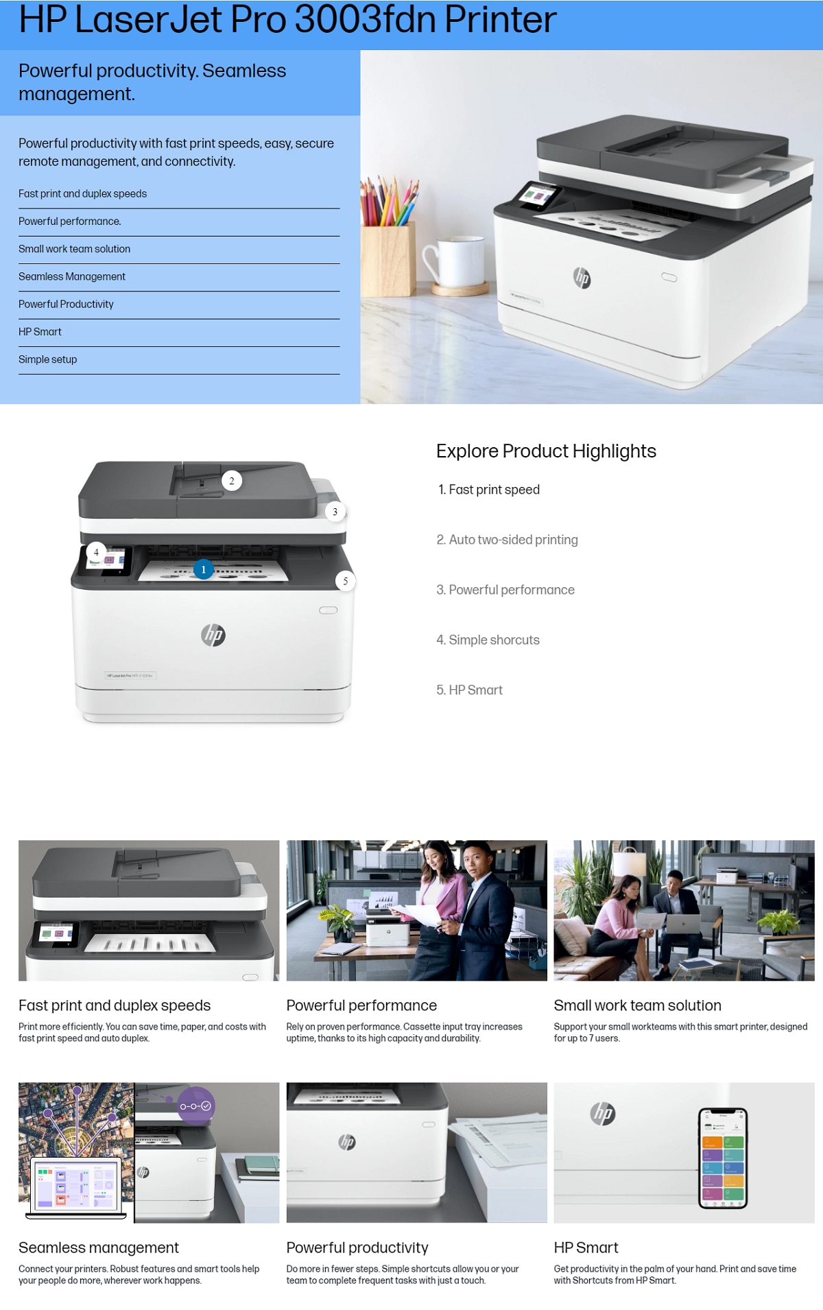 HP LaserJet Pro MFP 3103fdw All in one printer