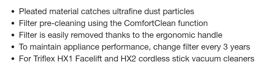 MIELE HX2FILTER HX-FSF 2 Fine dust filter