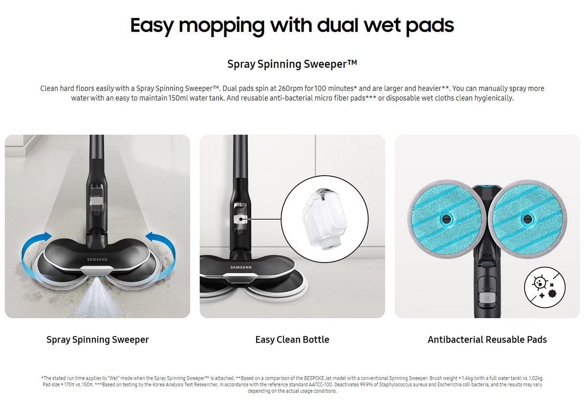 SAMSUNG VCA-WBA95/GL BESPOKE Jet™ Spray Spinning Sweeper