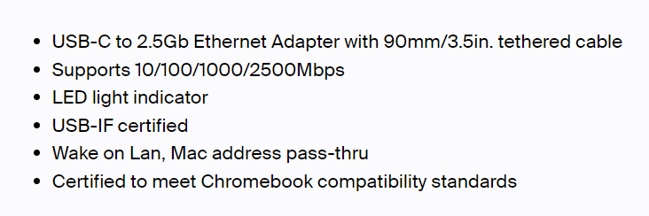 BELKIN CONNECT™ USB-C to 2.5 Gb Ethernet Adapter