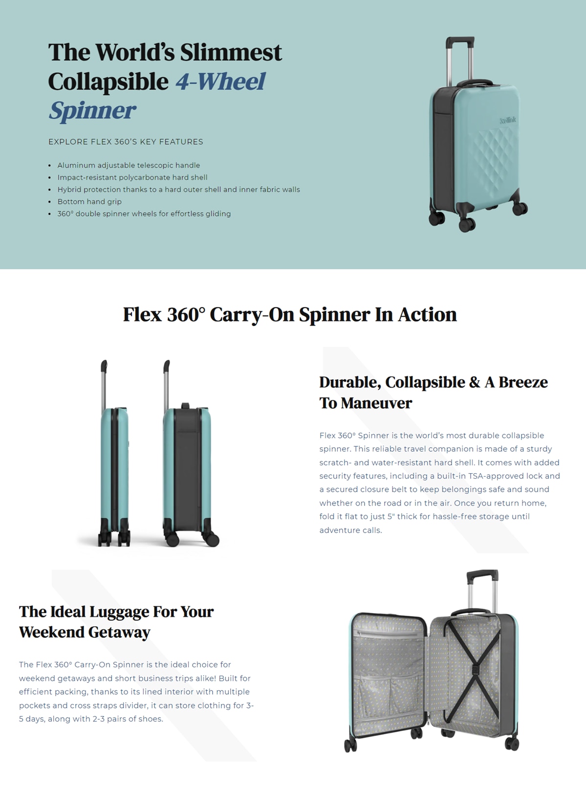 Rollink Flex 360° 4-Wheel Spinner Collapsible Luggage