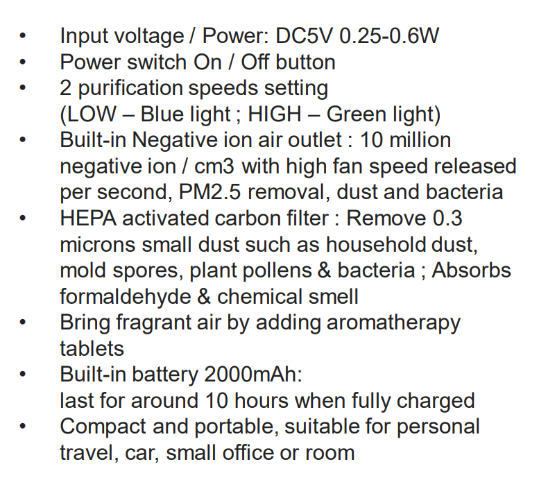 GEMINI GAP20BL USB 3-LEVEL (ION,HEPA,CARBON) CAR AIR PURIFIER