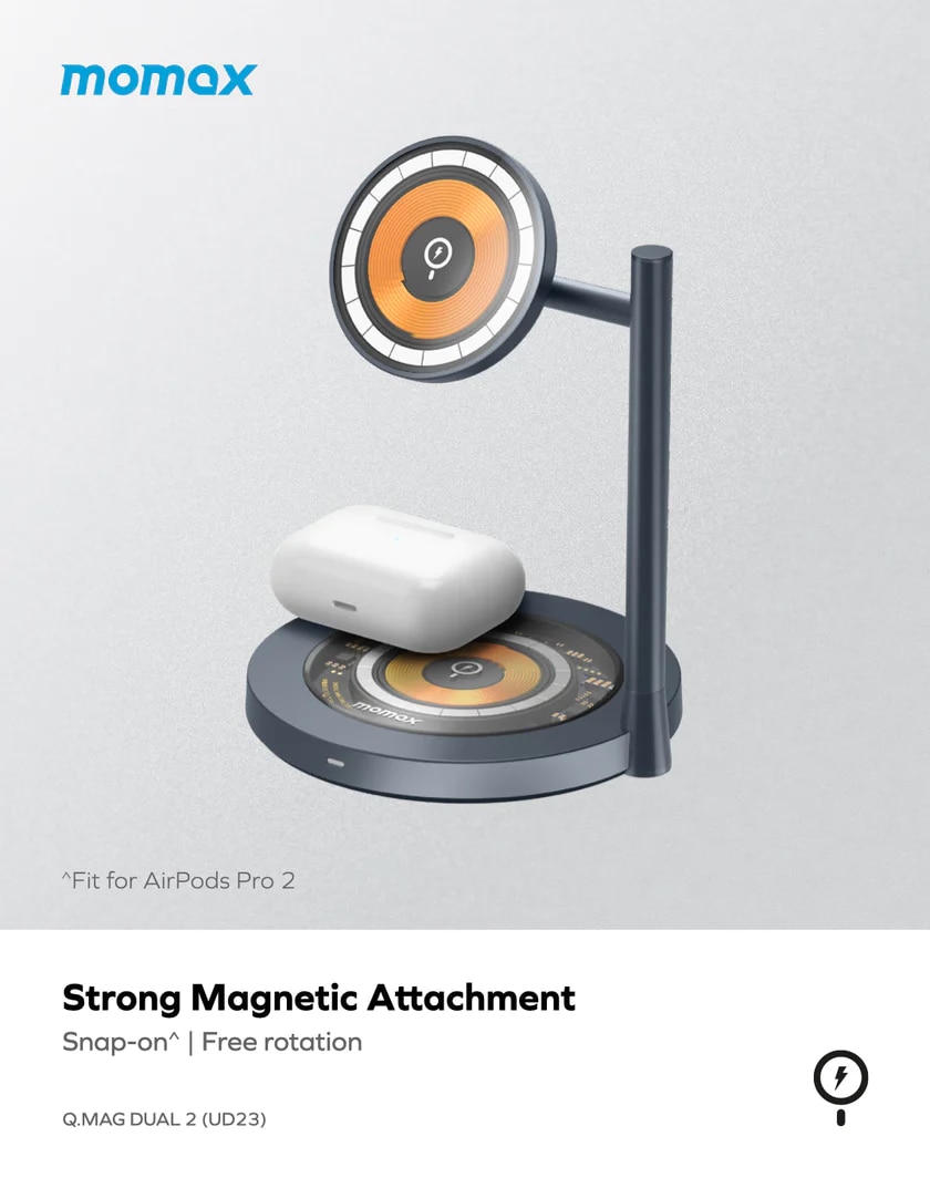 Momax Q.Mag Dual 2 Dual Magnetic Wireless Charging Stand