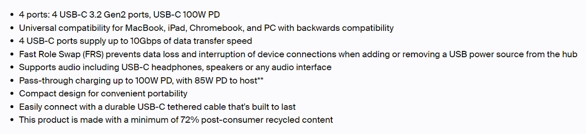 BELKIN USB-C to 4-Port USB-C Hub