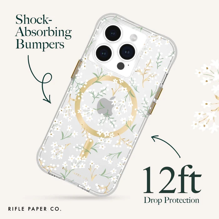 CASE-MATE Rifle Paper Co. - Petite Fleurs MagSafe for iPhone 15 Pro Mobile Phone Case