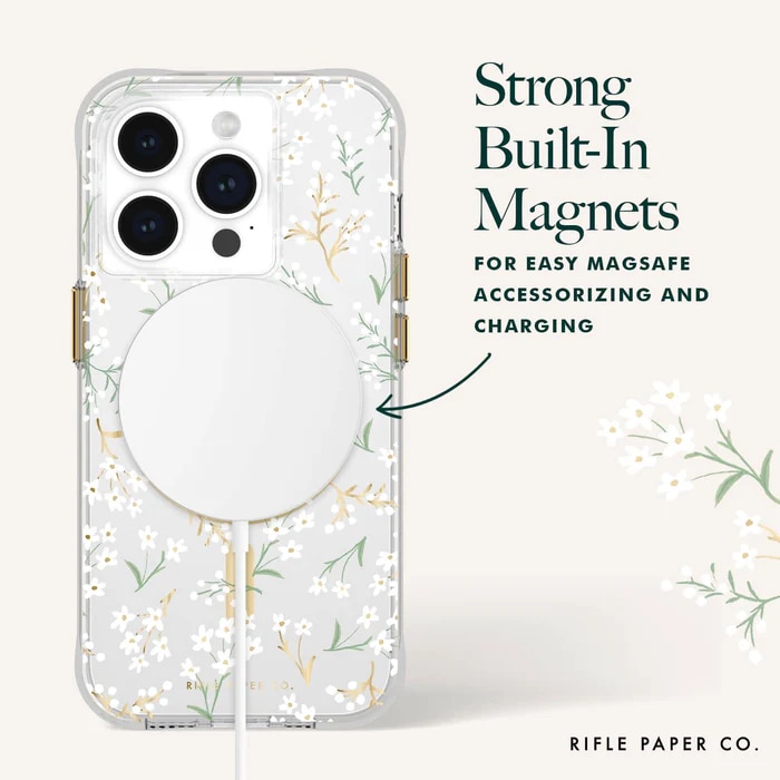 CASE-MATE Rifle Paper Co. - Petite Fleurs MagSafe for iPhone 15 Pro Mobile Phone Case