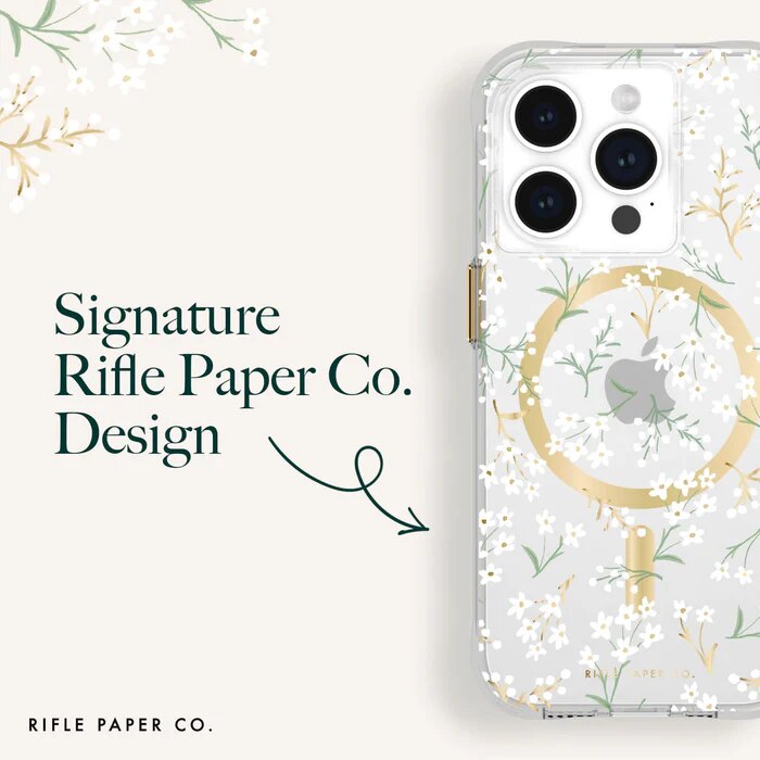 CASE-MATE Rifle Paper Co. - Petite Fleurs MagSafe for iPhone 15 Pro Mobile Phone Case