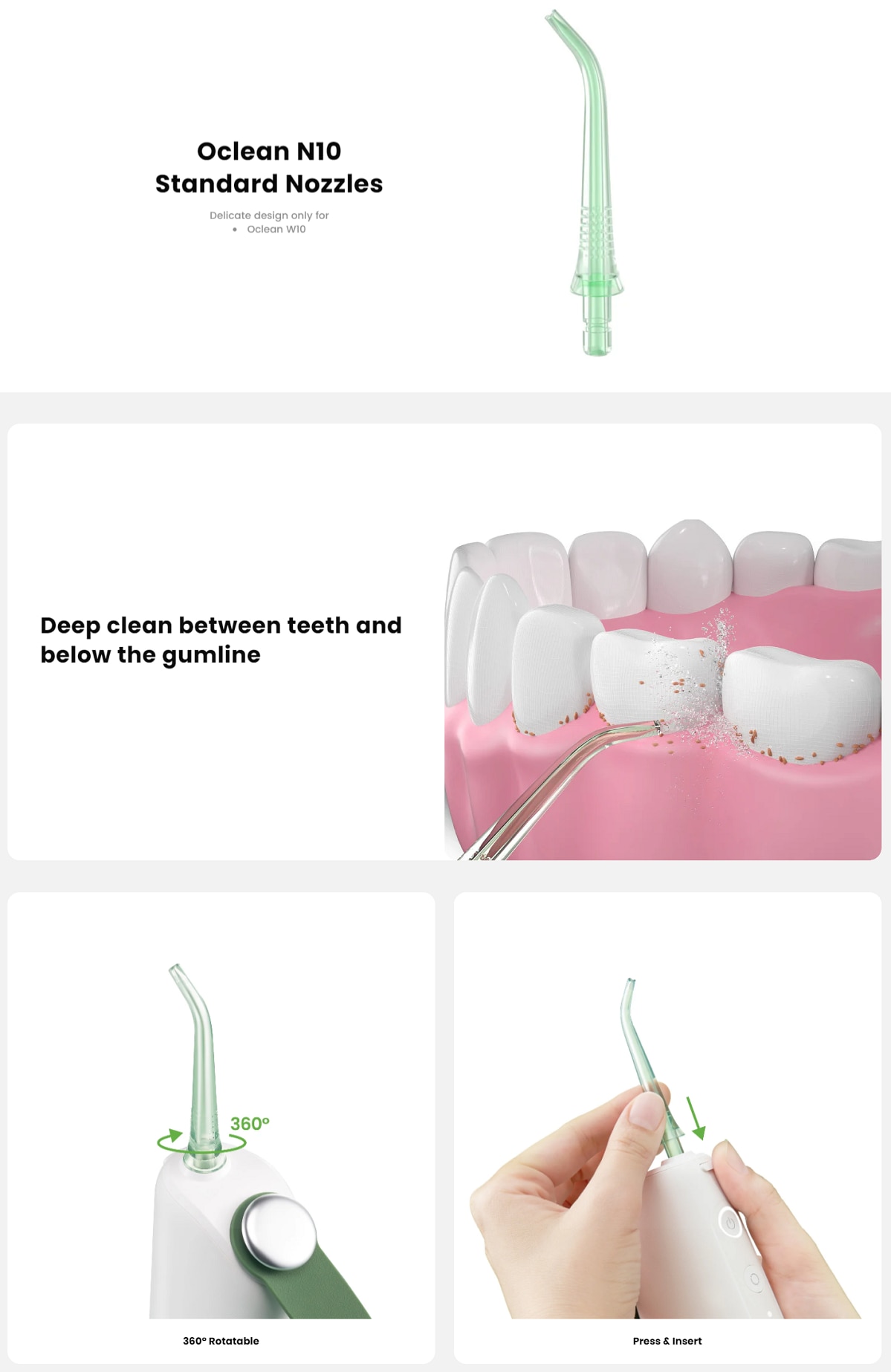 Oclean C05000004 N10 Standard Nozzle for W10 Portable Oral Irrigator