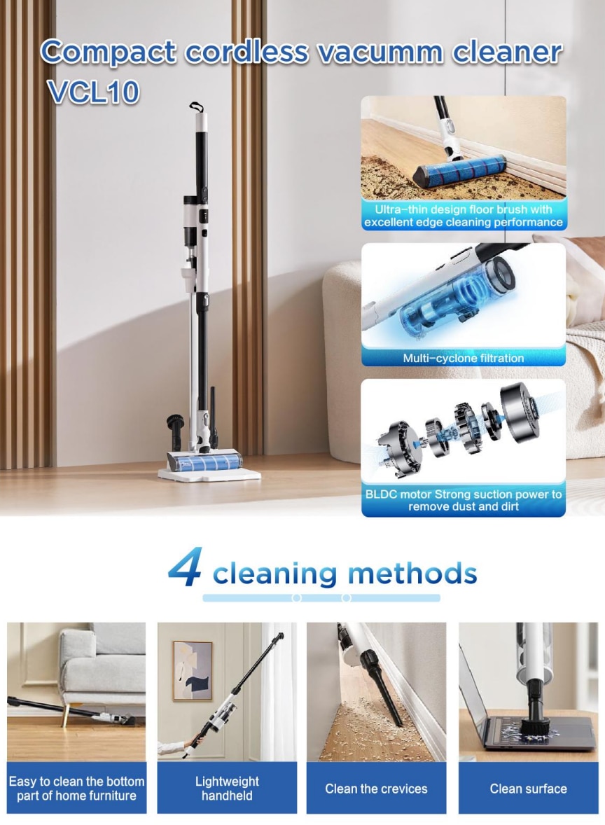 MIDEA VCL10 2-in-1 Ultralight Cordless Vacuum Cleaner