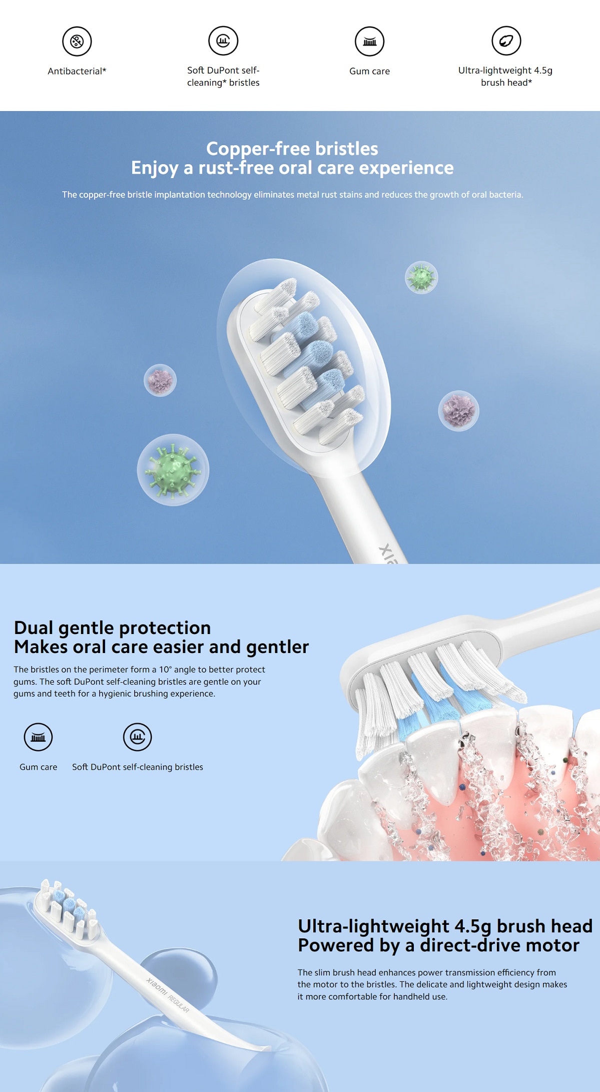 Mi BHR7645GL Replacement Toothbrush Heads for T302