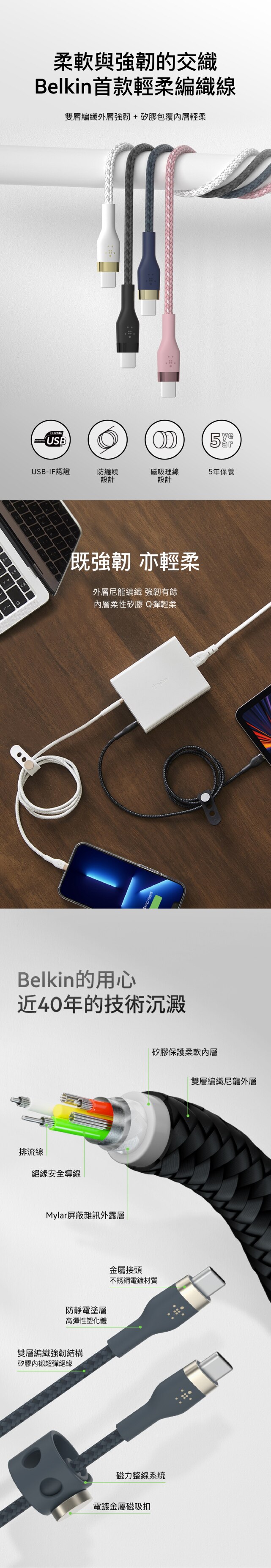 BELKIN 貝爾金 BOOST↑CHARGE™ PRO Flex USB-C 至 USB-C 連接線