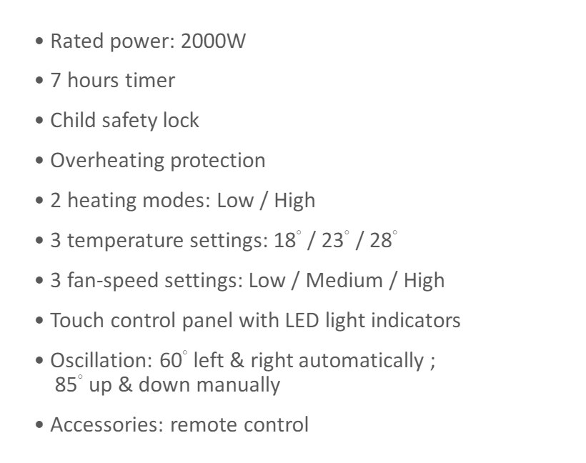 GEMINI GHCF20WH 2-IN-1 HEAT & COOL FAN