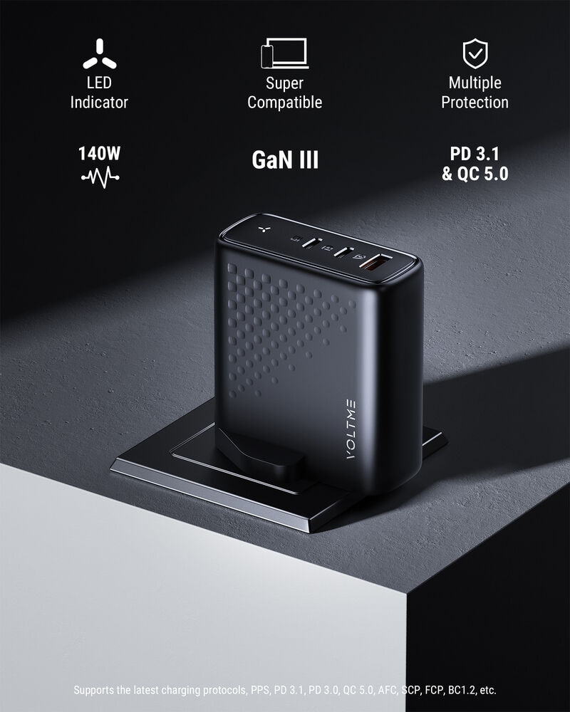 Voltme Revo 140 - PD140W (USB-C*2+USB-A) GaN Charger