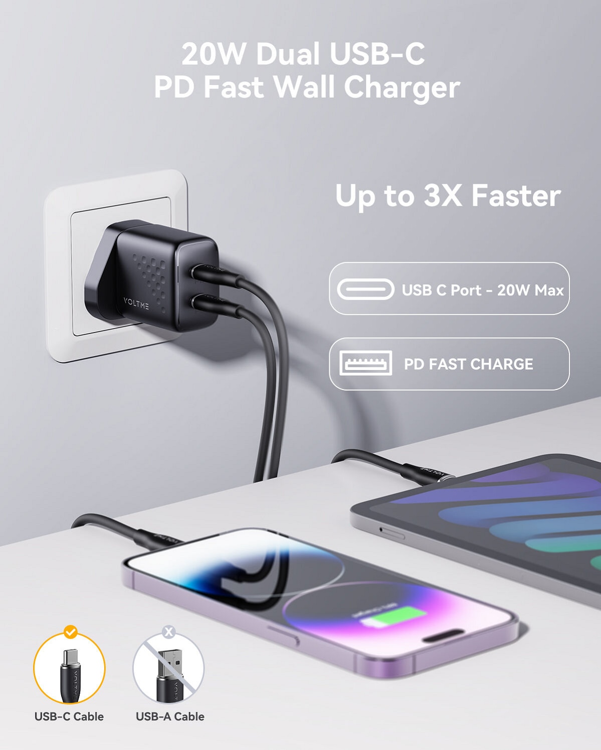 Voltme Revo 20 Lite Duo - PD20W (USB-C x2) 雙端口快速充電器