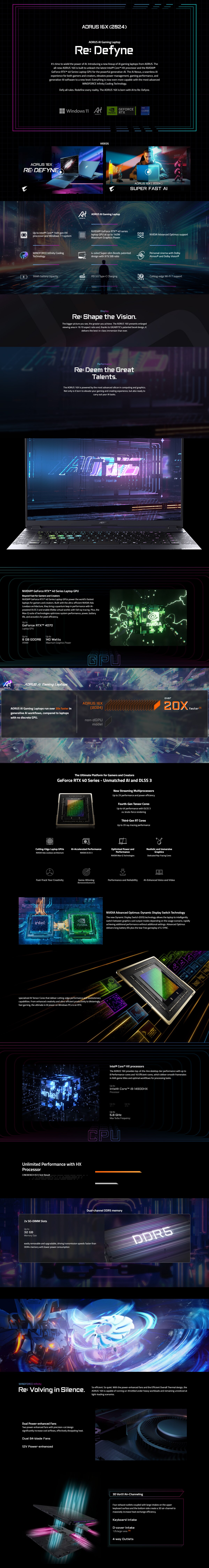 Gigabyte AORUS 16X 9KG RTX4060 Gaming Notebook