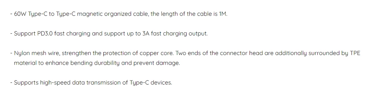 inno3C i-2C15 60W Magnetic Organized Type-C to Type-C 1M Cable