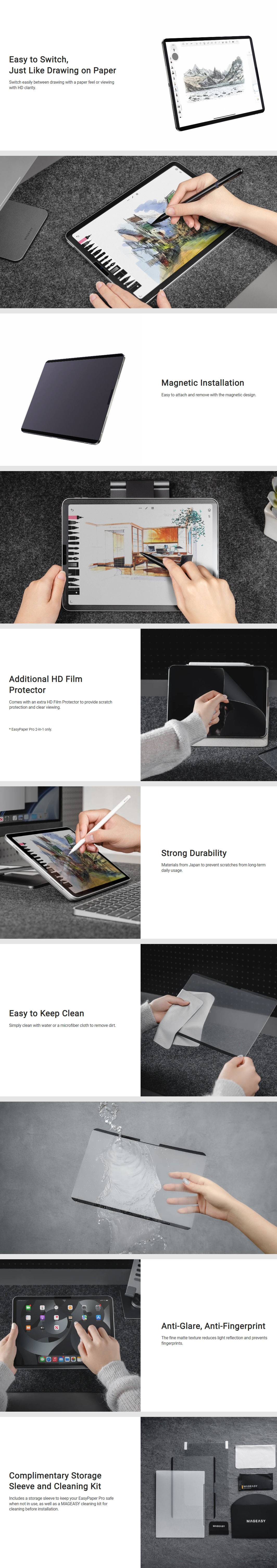 MagEasy EasyPaper Pro 2-in-1 Magnetic Paperlike Screen & Clear Film for iPad Air 11