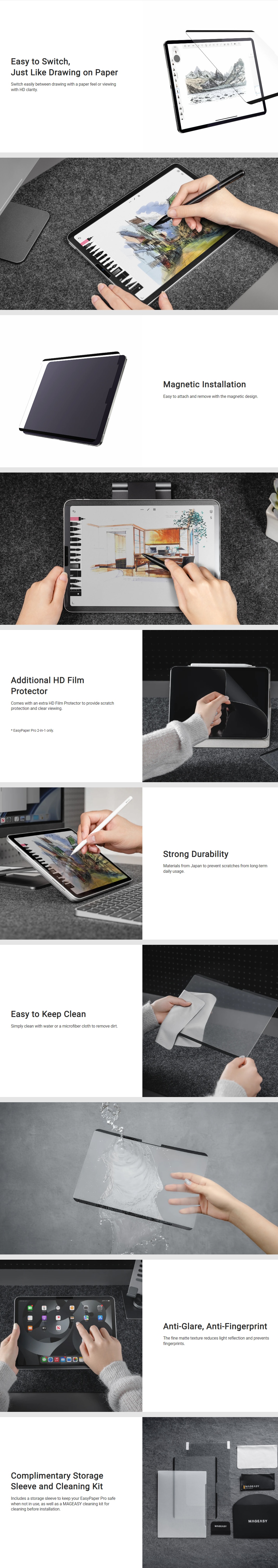 MagEasy EasyPaper Pro 2-in-1 Magnetic Paperlike Screen & Clear Film for iPad Air 13