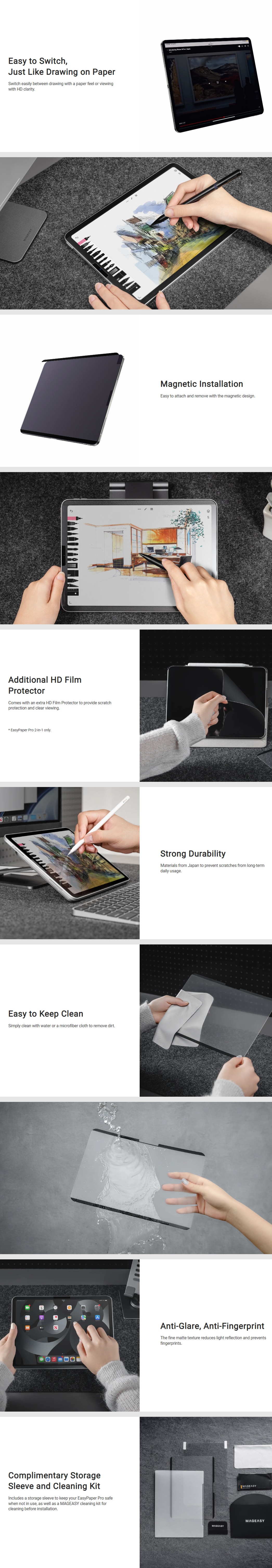 MagEasy EasyPaper Pro 2-in-1 Magnetic Paperlike Screen & Clear Film for iPad Pro 13