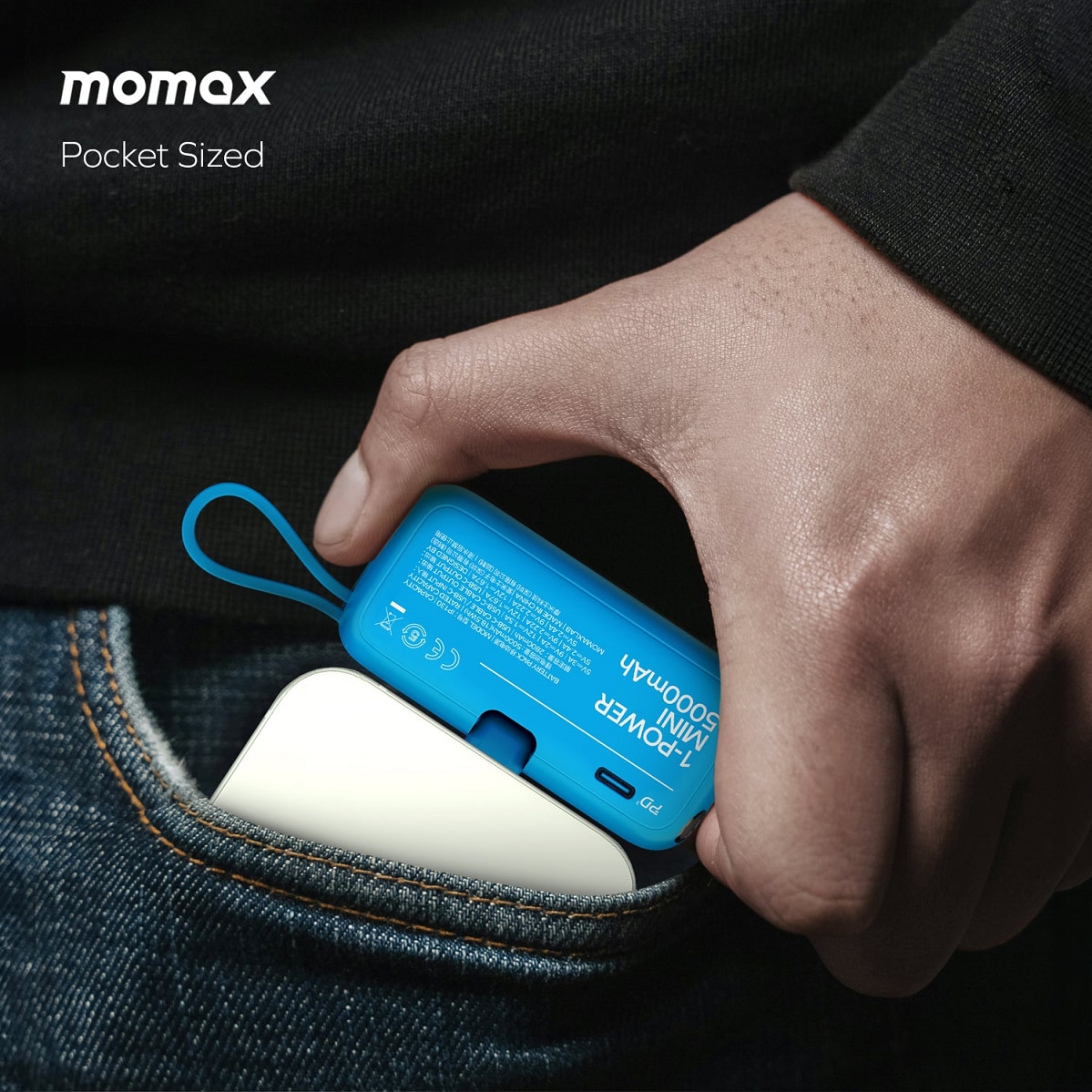 Momax 1-Power Mini 5000mAh Bulit-in foldable USB-C Battery pack Power Bank